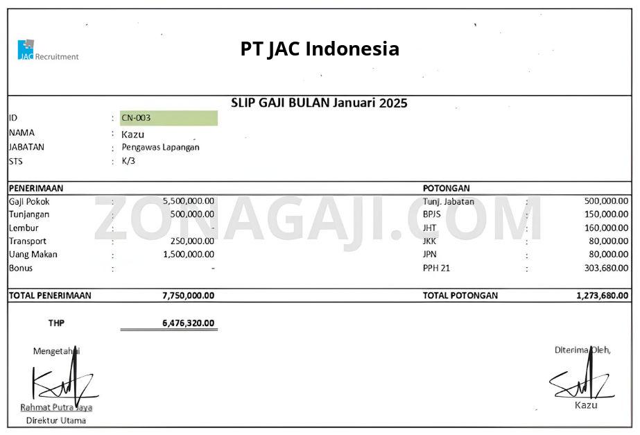 Slip Gaji PT JAC Indonesia