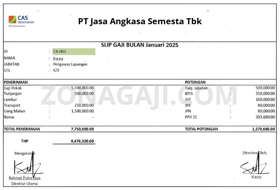 Slip Gaji PT Jasa Angkasa Semesta Tbk