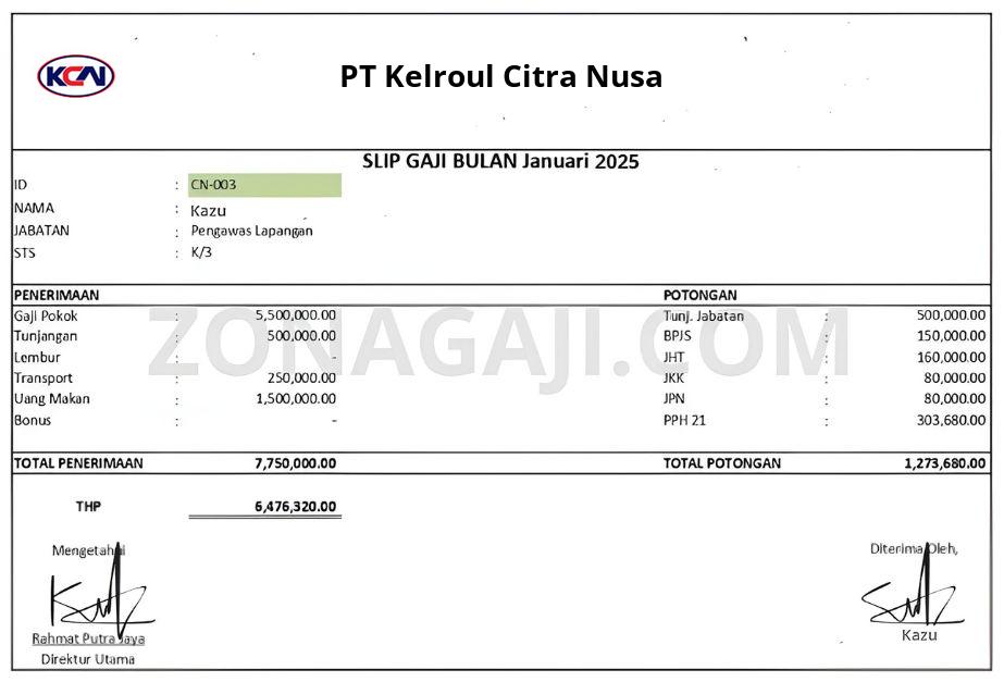 Slip Gaji PT Kelroul Citra Nusa