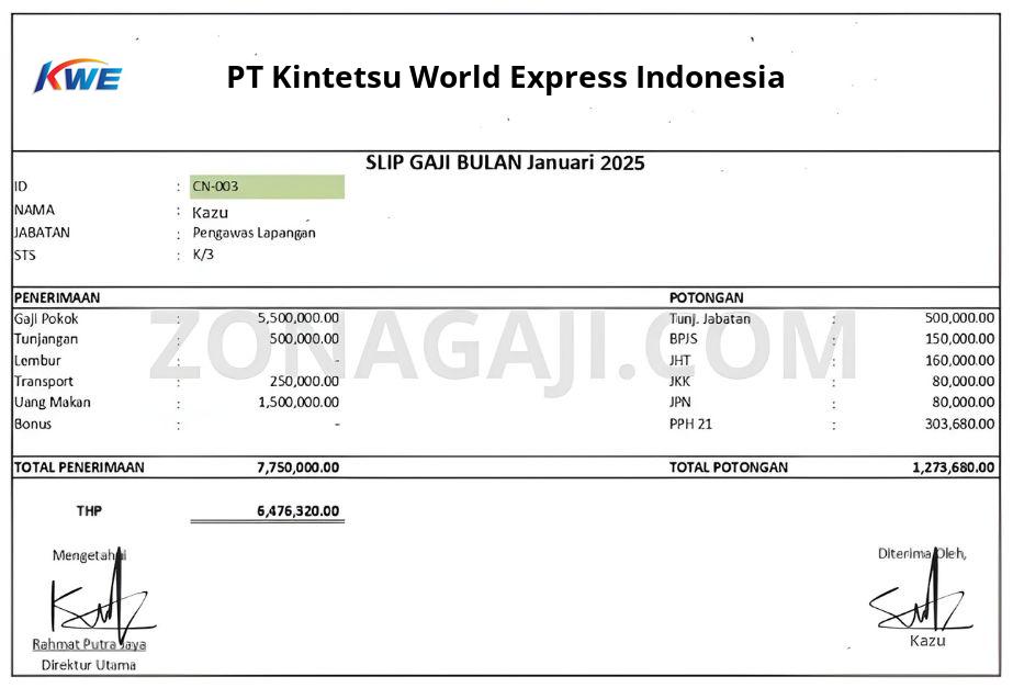 Slip Gaji PT Kintetsu World Express Indonesia