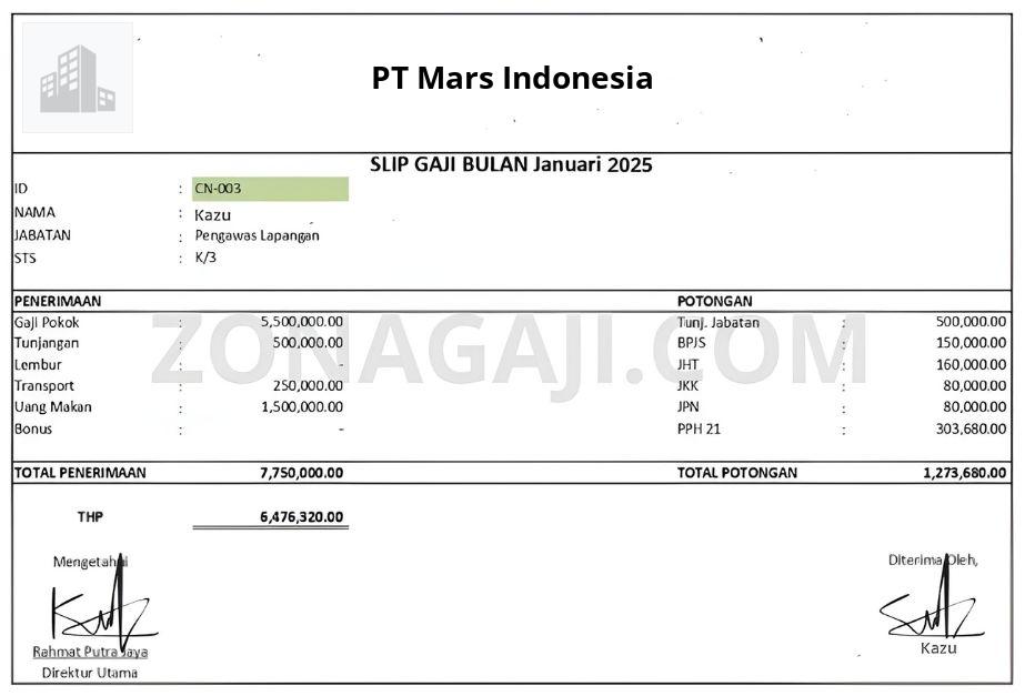 Slip Gaji PT Mars Indonesia
