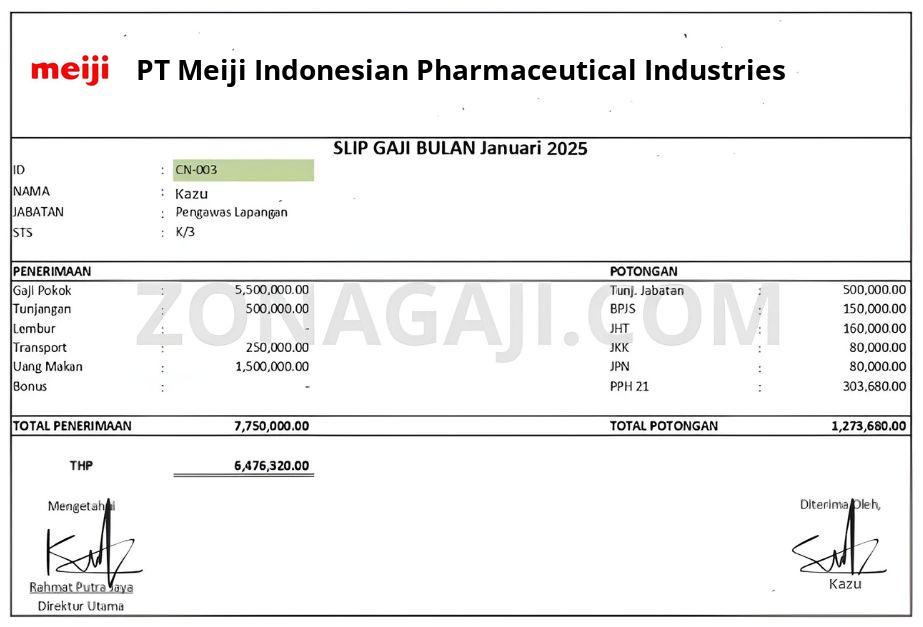 Slip Gaji PT Meiji Indonesian Pharmaceutical Industries