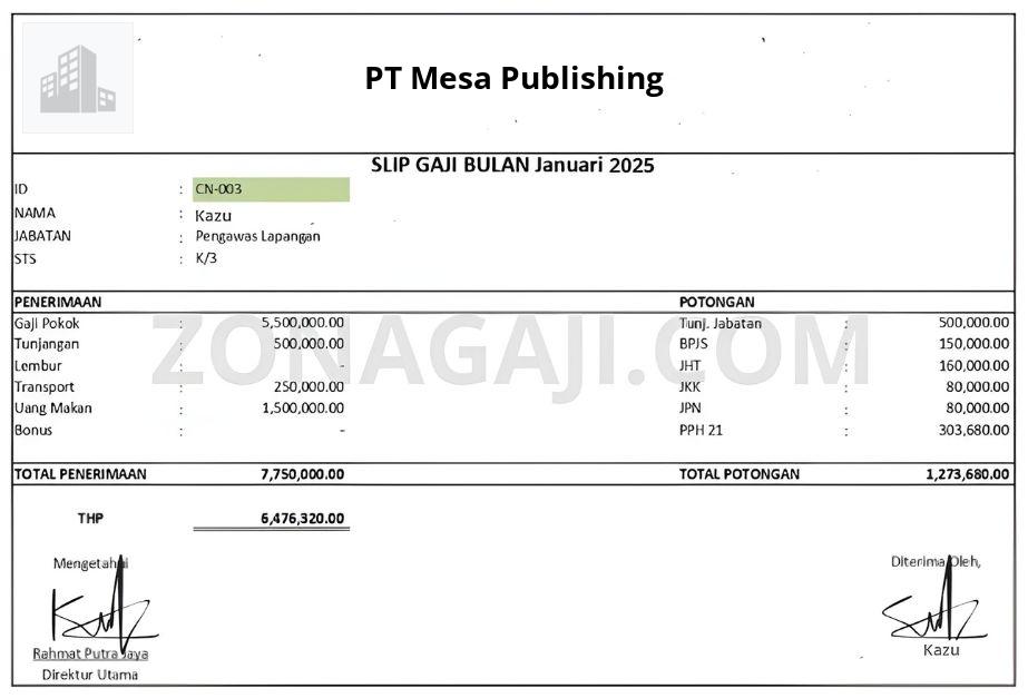 Slip Gaji PT Mesa Publishing