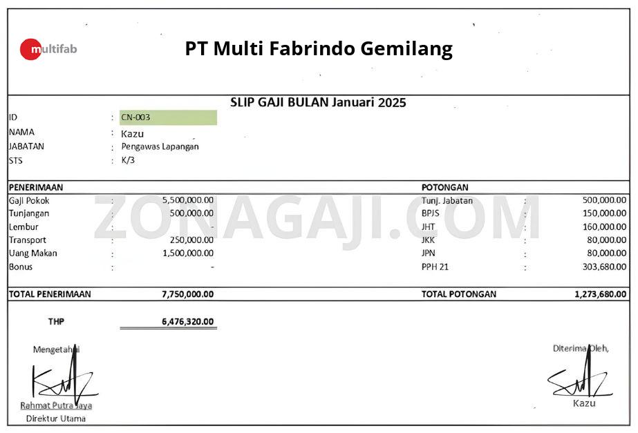 Slip Gaji PT Multi Fabrindo Gemilang