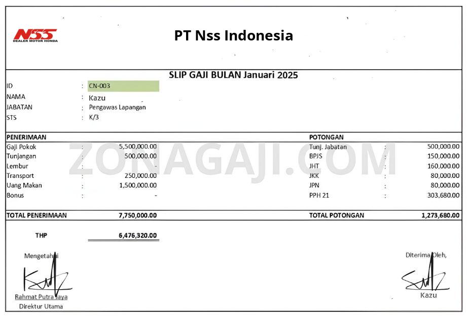Slip Gaji PT Nss Indonesia
