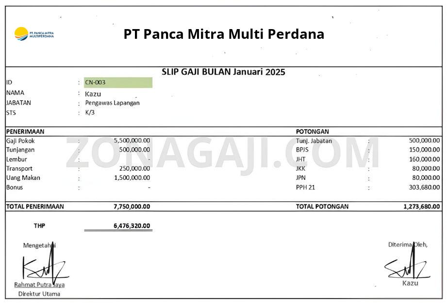 Slip Gaji PT Panca Mitra Multi Perdana