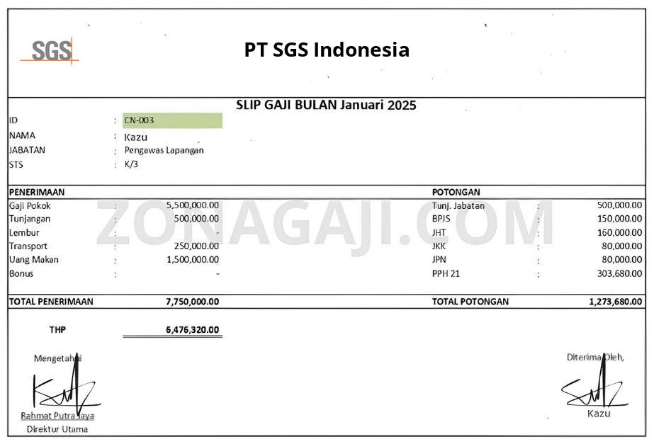 Slip Gaji PT SGS Indonesia