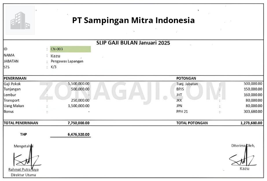 Slip Gaji PT Sampingan Mitra Indonesia