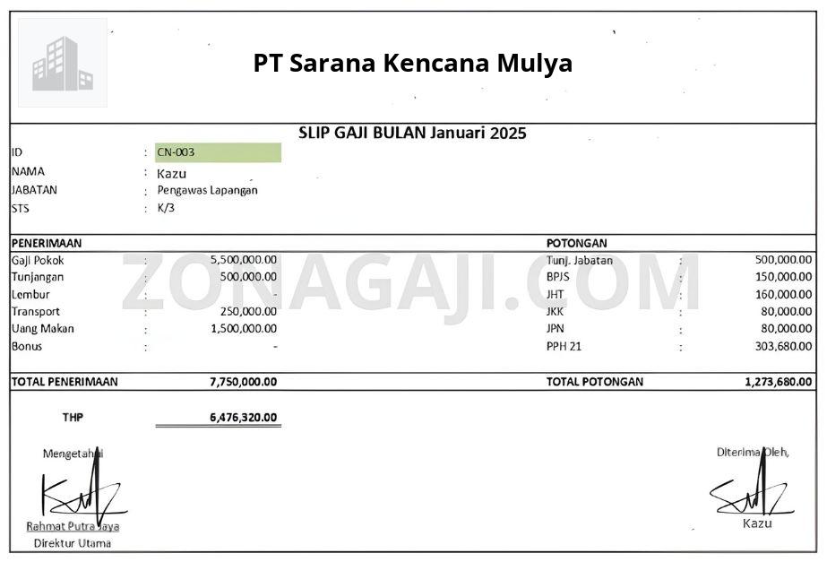 Slip Gaji PT Sarana Kencana Mulya