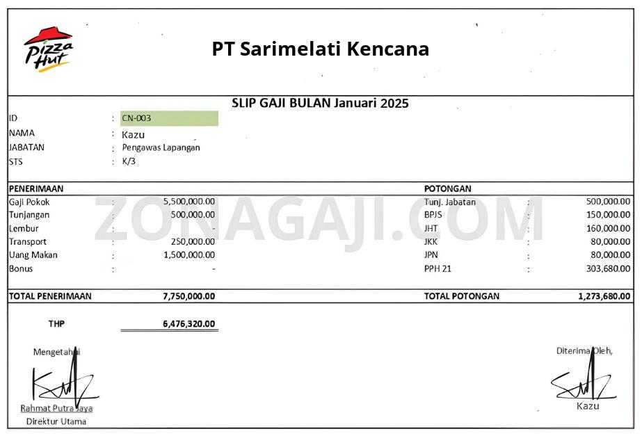 Slip Gaji PT Sarimelati Kencana