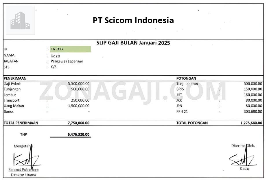 Slip Gaji PT Scicom Indonesia