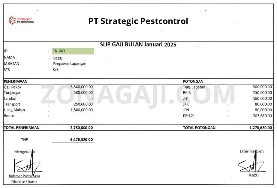 Slip Gaji PT Strategic Pestcontrol