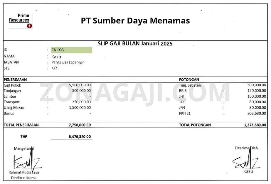 Slip Gaji PT Sumber Daya Menamas