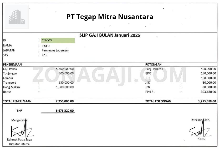 Slip Gaji PT Tegap Mitra Nusantara