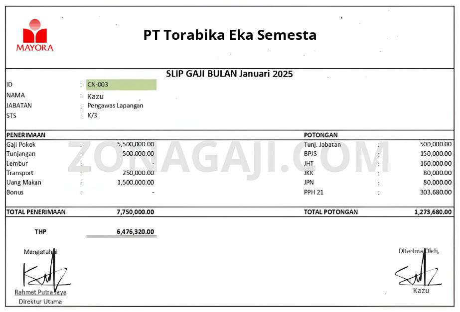 Slip Gaji PT Torabika Eka Semesta