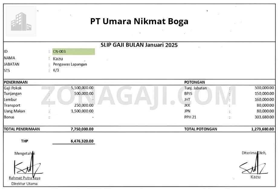 Slip Gaji PT Umara Nikmat Boga