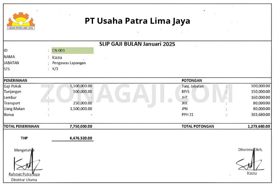 Slip Gaji PT Usaha Patra Lima Jaya
