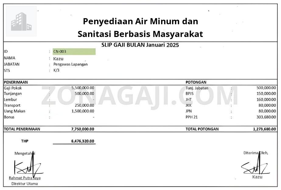 Slip Gaji Penyediaan Air Minum dan Sanitasi Berbasis Masyarakat