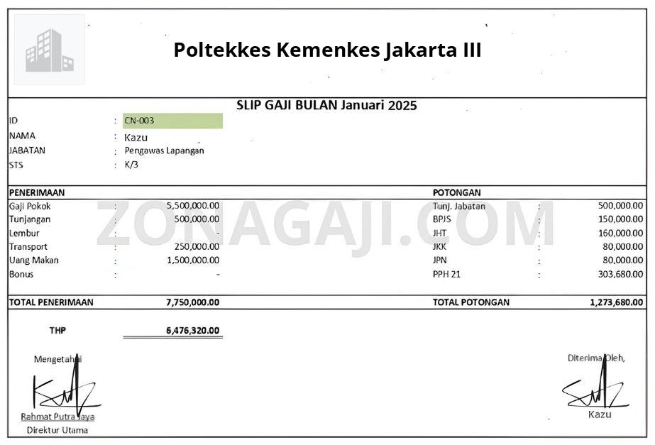 Slip Gaji Poltekkes Kemenkes Jakarta III