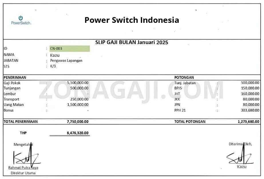 Slip Gaji Power Switch Indonesia