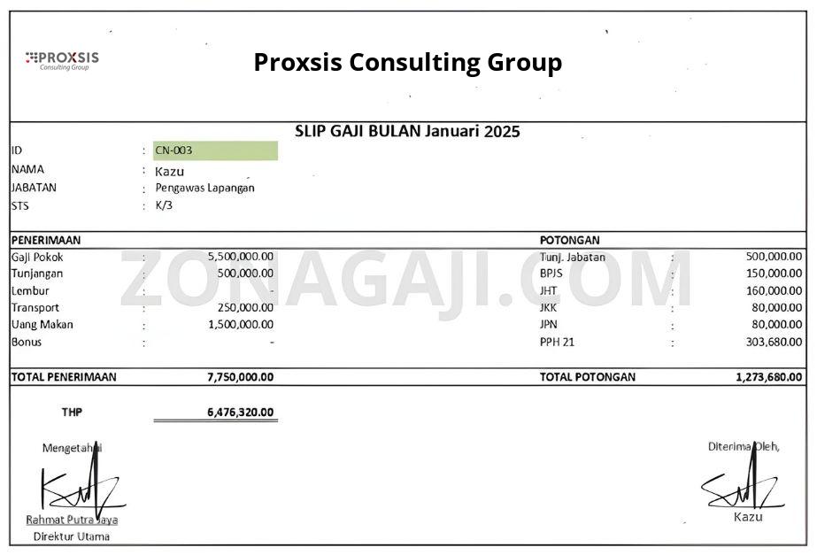 Slip Gaji Proxsis Consulting Group