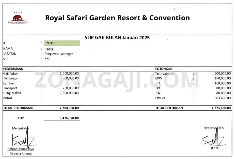 Slip Gaji Royal Safari Garden Resort & Convention