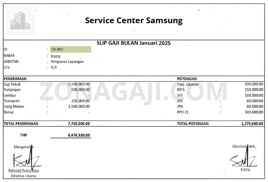 Slip Gaji Service Center Samsung