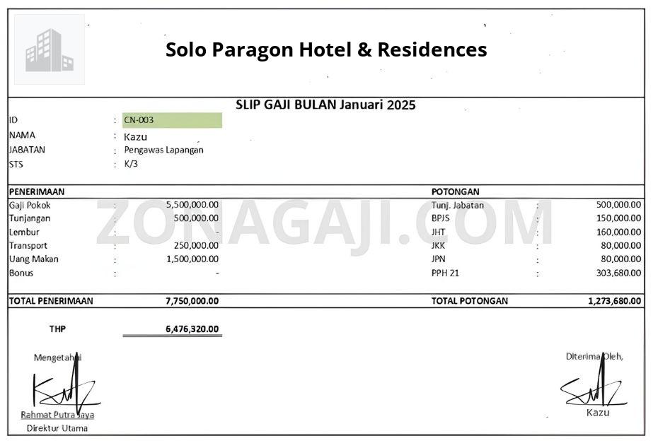 Slip Gaji Solo Paragon Hotel & Residences