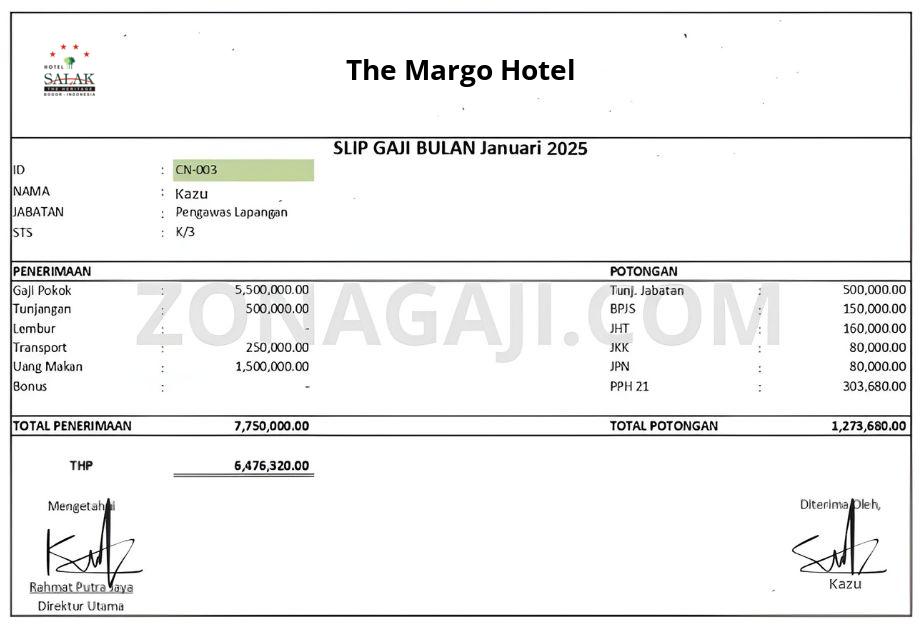 Slip Gaji The Margo Hotel