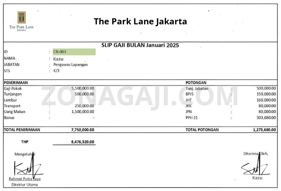Slip Gaji The Park Lane Jakarta