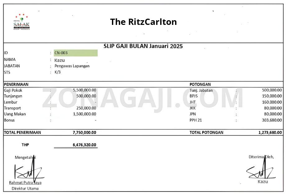 Gaji The RitzCarlton