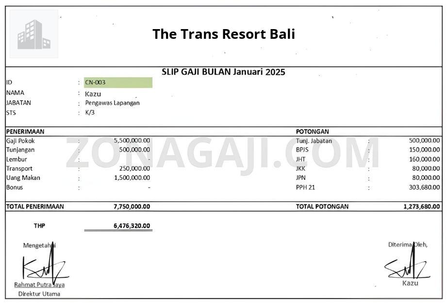 Slip Gaji The Trans Resort Bali