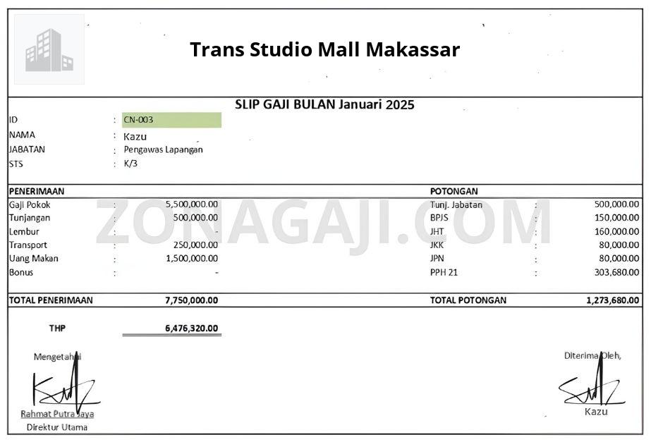 Slip Gaji Trans Studio Mall Makassar