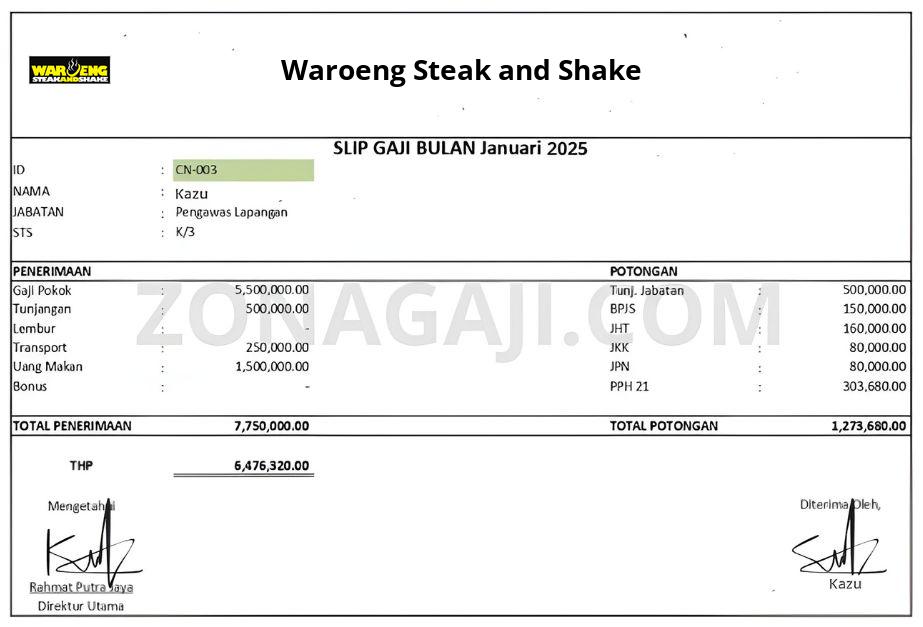 Slip Gaji Waroeng Steak and Shake
